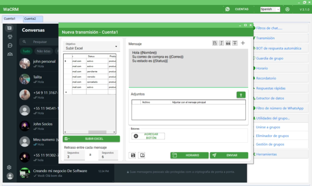 Envios masivos personalizados con WaCRM