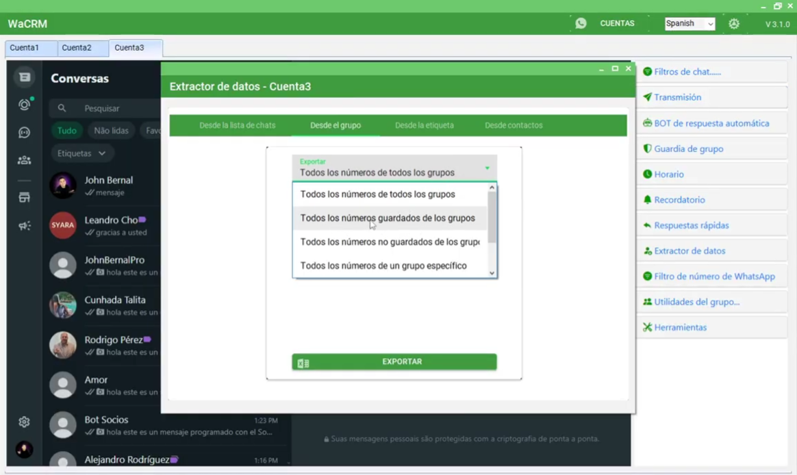 Extracción de numeros con WaCRM